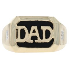 Yellow Gold Onyx Diamond Dad Men's Ring - 10k Father