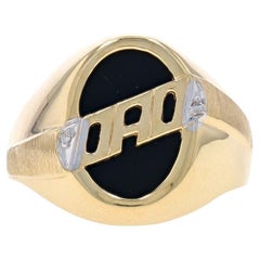 Bague pour homme en or jaune avec onyx et diamant - 10k Father's Gift