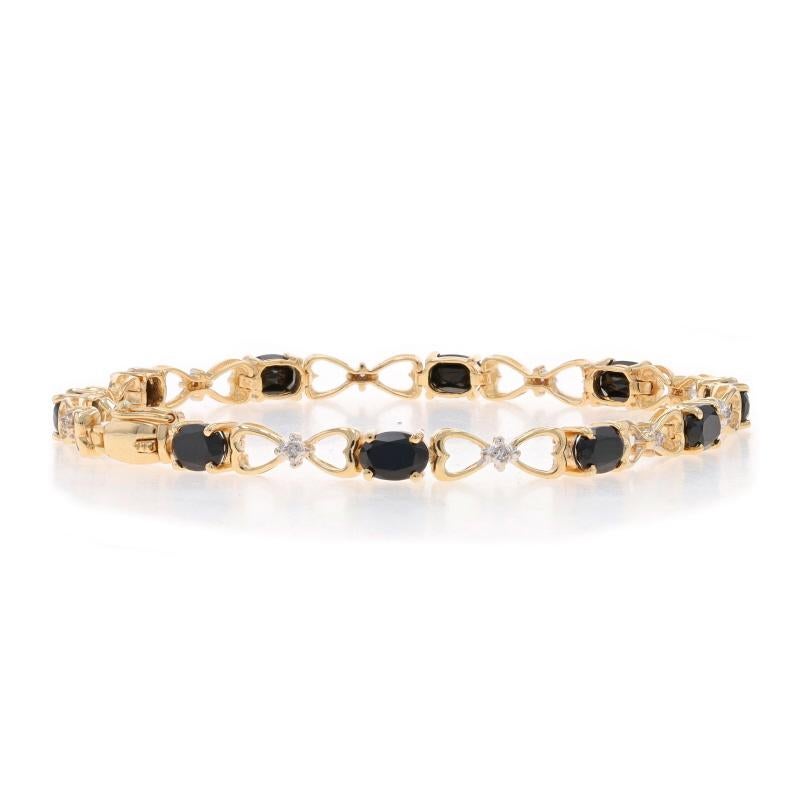 Bracelet à maillons en or jaune, onyx et diamants 7 1/4