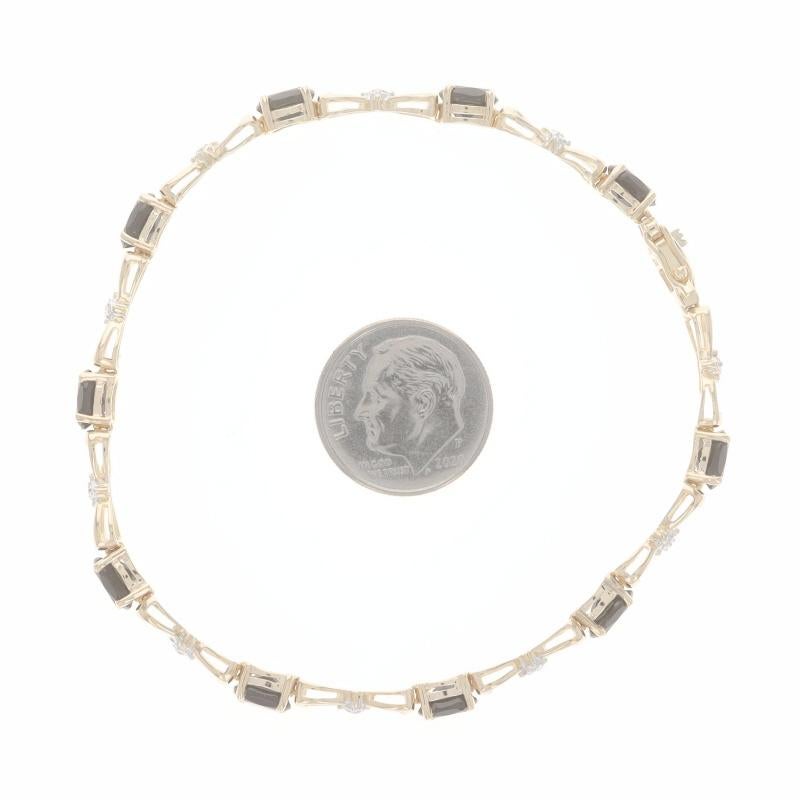 Bracelet à maillons en or jaune, onyx et diamants 7 1/4