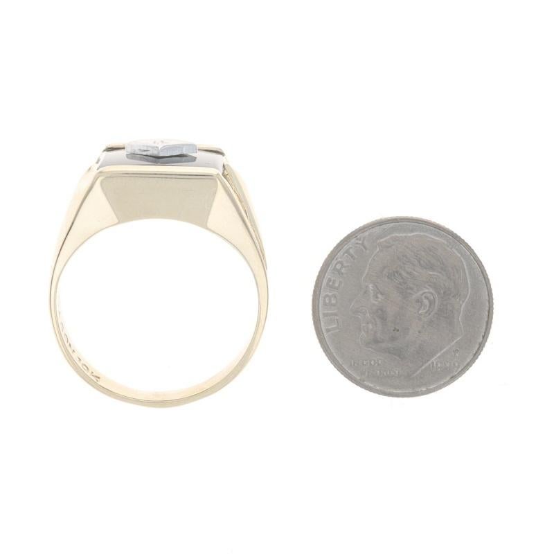 Anello da uomo in oro giallo con diamante e onice - 10k in vendita 1