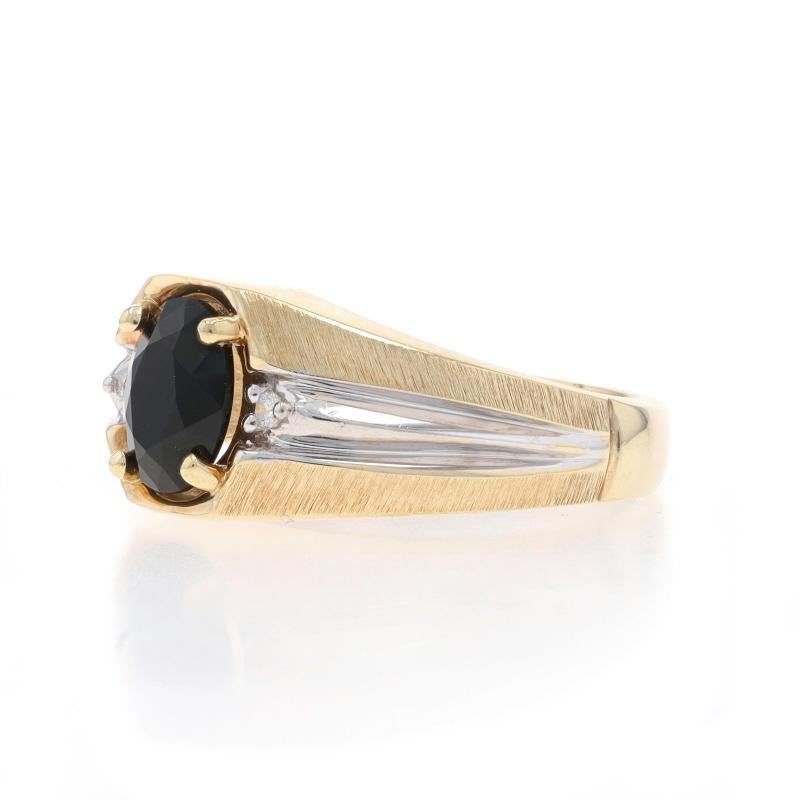 Yellow Gold Onyx & Diamond Men's Ring - 10k Oval In Excellent Condition In Greensboro, NC