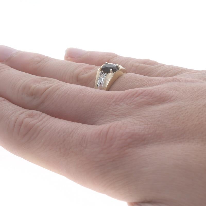 Yellow Gold Onyx & Diamond Men's Ring - 10k Oval 1