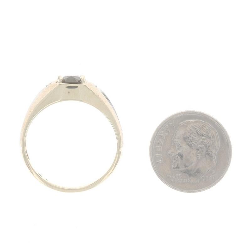 Yellow Gold Onyx & Diamond Men's Ring - 10k Oval 2