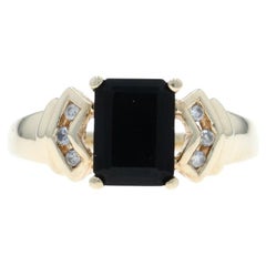 Yellow Gold Onyx Diamond Ring 10k Emerald 1.76ctw