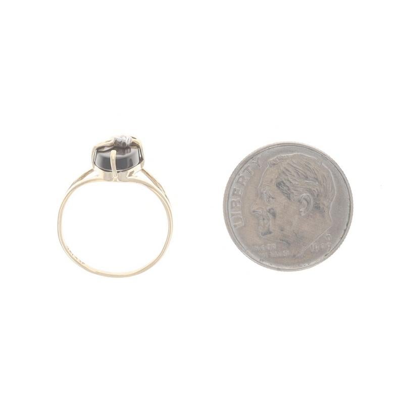 Yellow Gold Onyx Diamond Ring - 10k Floral Leaf 1