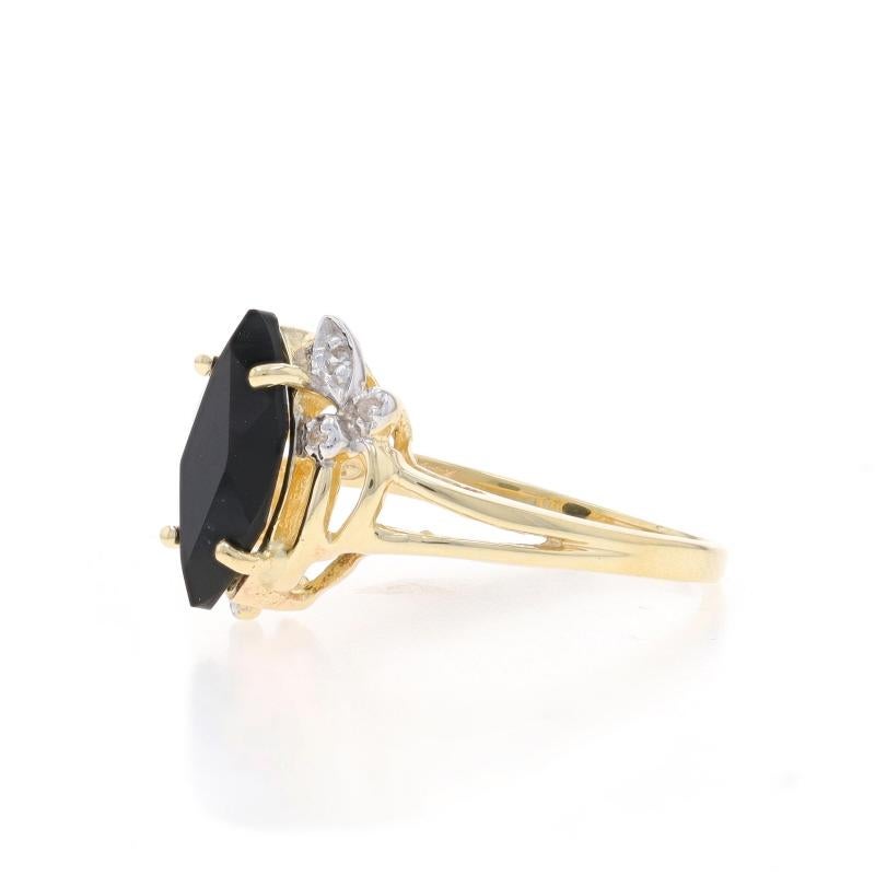 Yellow Gold Onyx Diamond Ring - 10k Marquise In Excellent Condition In Greensboro, NC