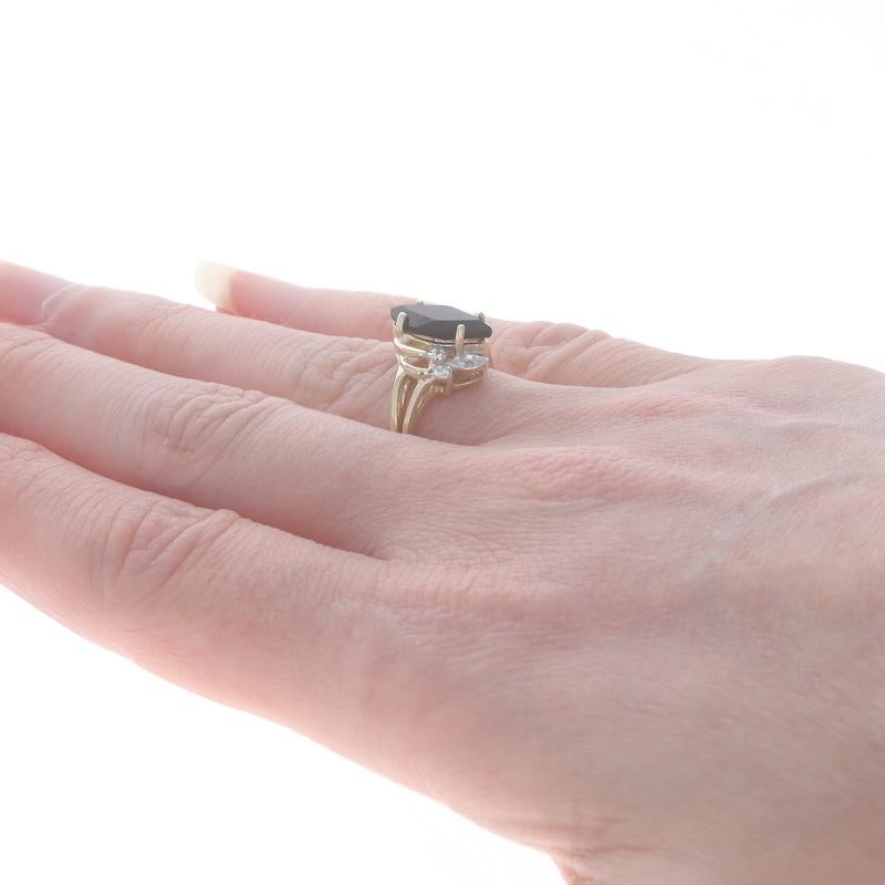 Women's Yellow Gold Onyx Diamond Ring - 10k Marquise