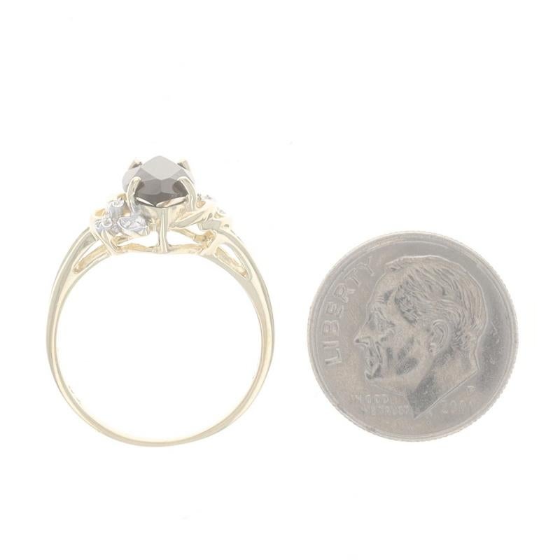Yellow Gold Onyx Diamond Ring - 10k Marquise 1