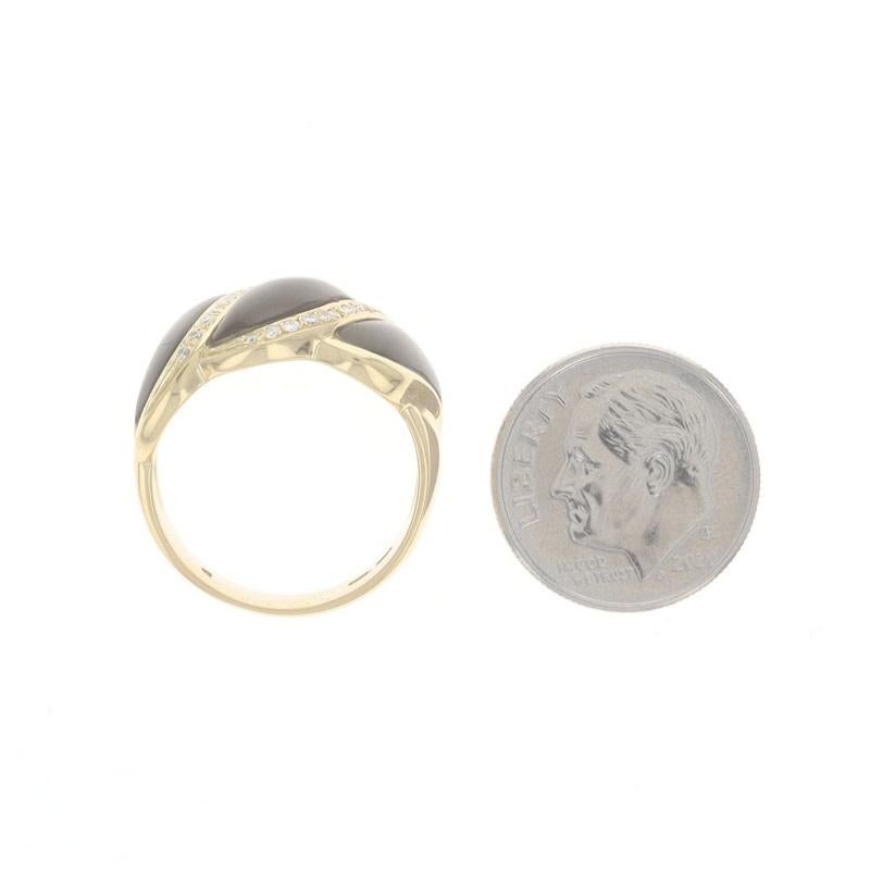Yellow Gold Onyx Diamond Ring - 18k .20ctw Three-Stone Sz 6 3/4 For Sale 1