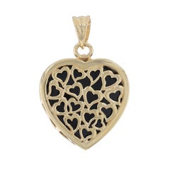 Yellow Gold Onyx Heart Pendant - 14k Love Reversible Design