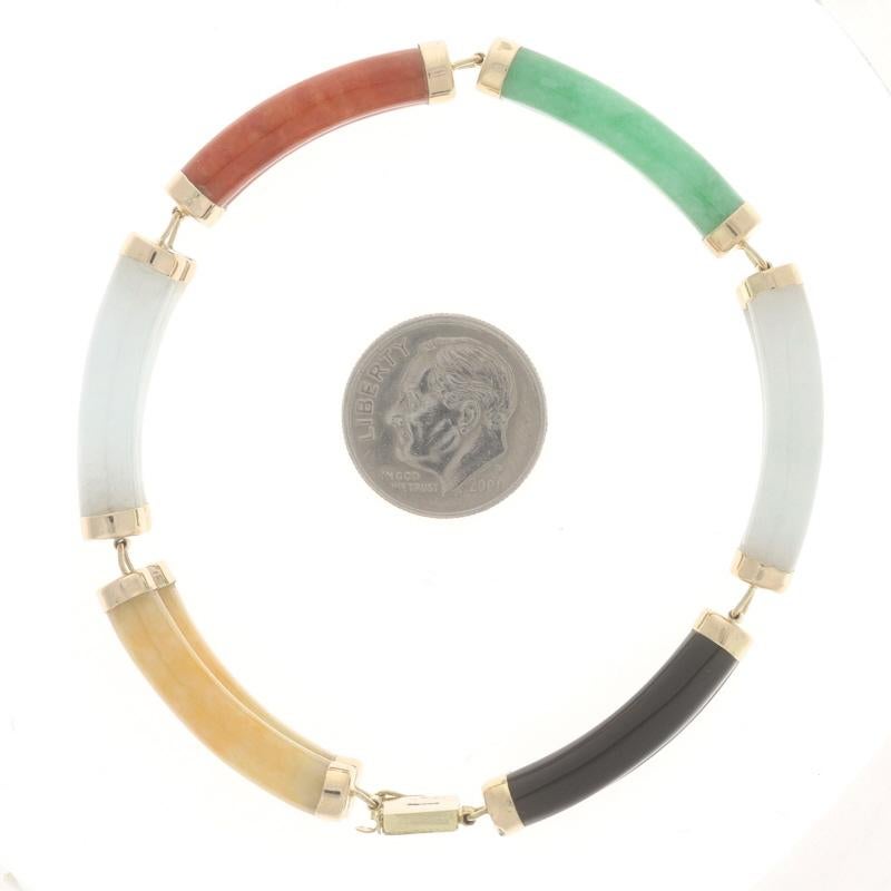Women's Yellow Gold Onyx & Jadeite Double Link Bracelet 7 1/4
