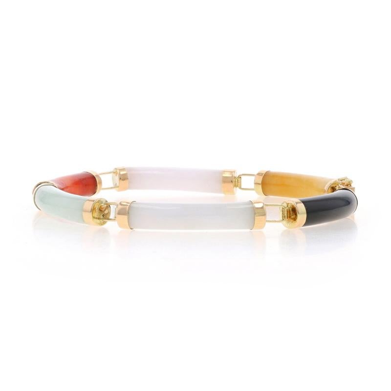 Yellow Gold Onyx & Jadeite Link Bracelet 7