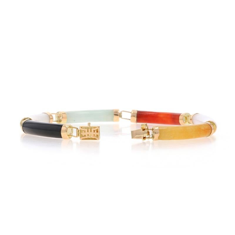Bracelet en or jaune à maillons en onyx et jadéite - 14k caractères chinois Pour femmes en vente