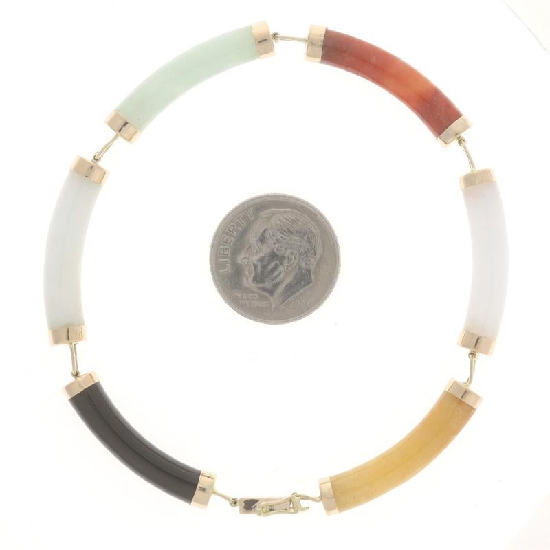 Bracelet en or jaune à maillons en onyx et jadéite - 14k caractères chinois en vente 1