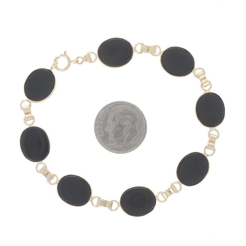 Bracelet à maillons en or jaune et onyx 7 1/4