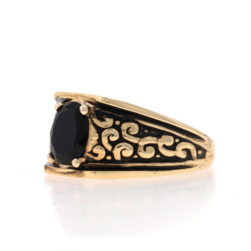Anello da uomo in oro giallo con onice - Solitario ovale 10k In condizioni buone in vendita a Greensboro, NC