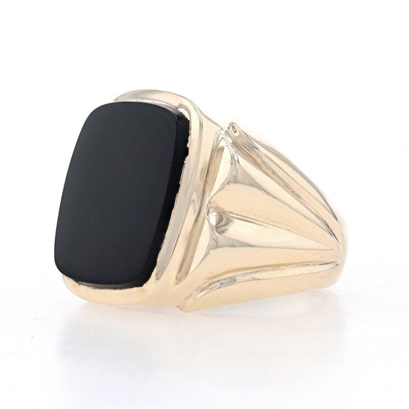 Square Cut Yellow Gold Onyx Men's Ring - 10k Solitaire