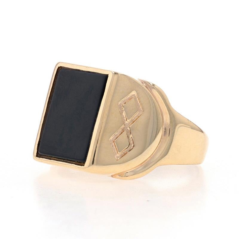 Herrenring aus Gelbgold mit Onyx - 10k Solitär im Zustand „Hervorragend“ in Greensboro, NC
