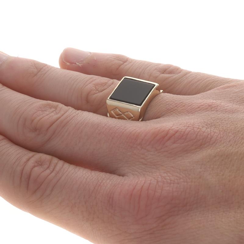 Herrenring aus Gelbgold mit Onyx - 10k Solitär 1
