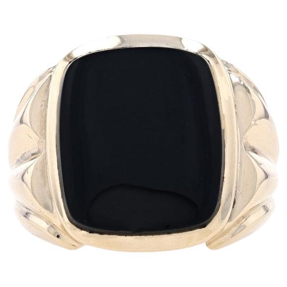 thumbnail image 2 of Men's Black Stainless Steel Square Onyx Ring – Wide Band, Sizes 9-11 (Gift Bag) 2 of 5