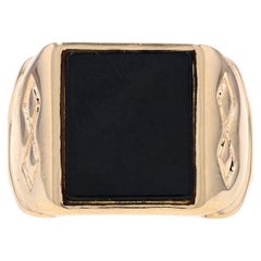 Herrenring aus Gelbgold mit Onyx - 10k Solitär