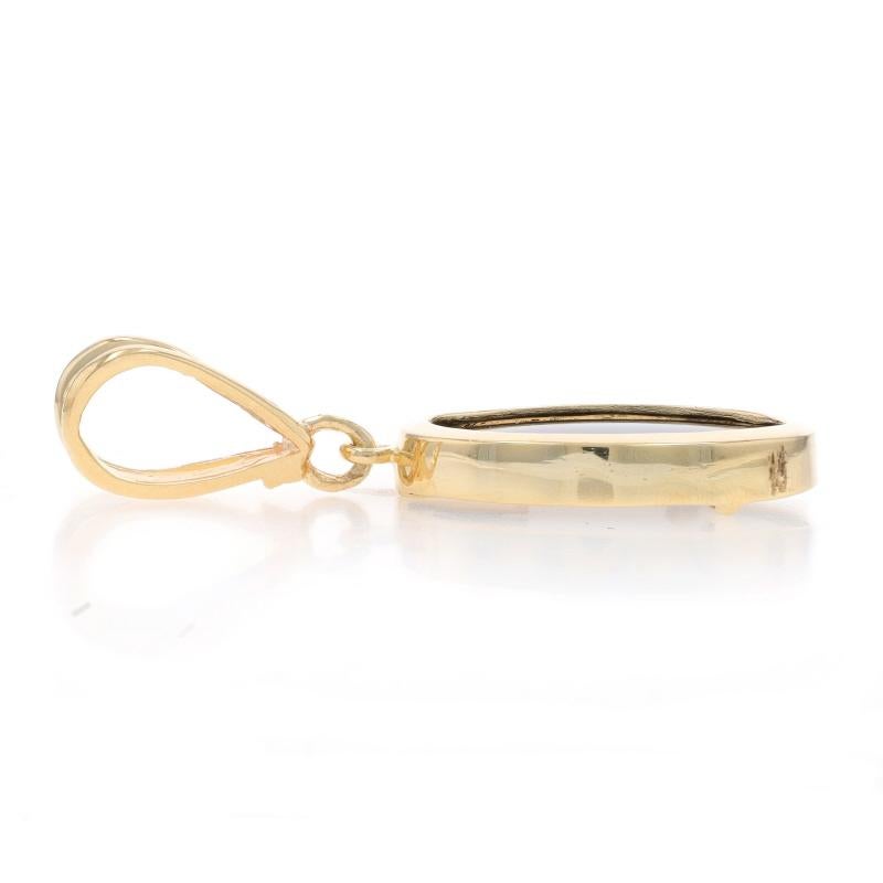 Taille ovale Pendentif solitaire Onyx en or jaune - 14k en vente