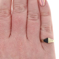 Yellow Gold Onyx Solitaire Ring - 14k Geometric