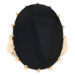 Gelbgold Onyx Vintage Cocktail Solitär Ring - 10k