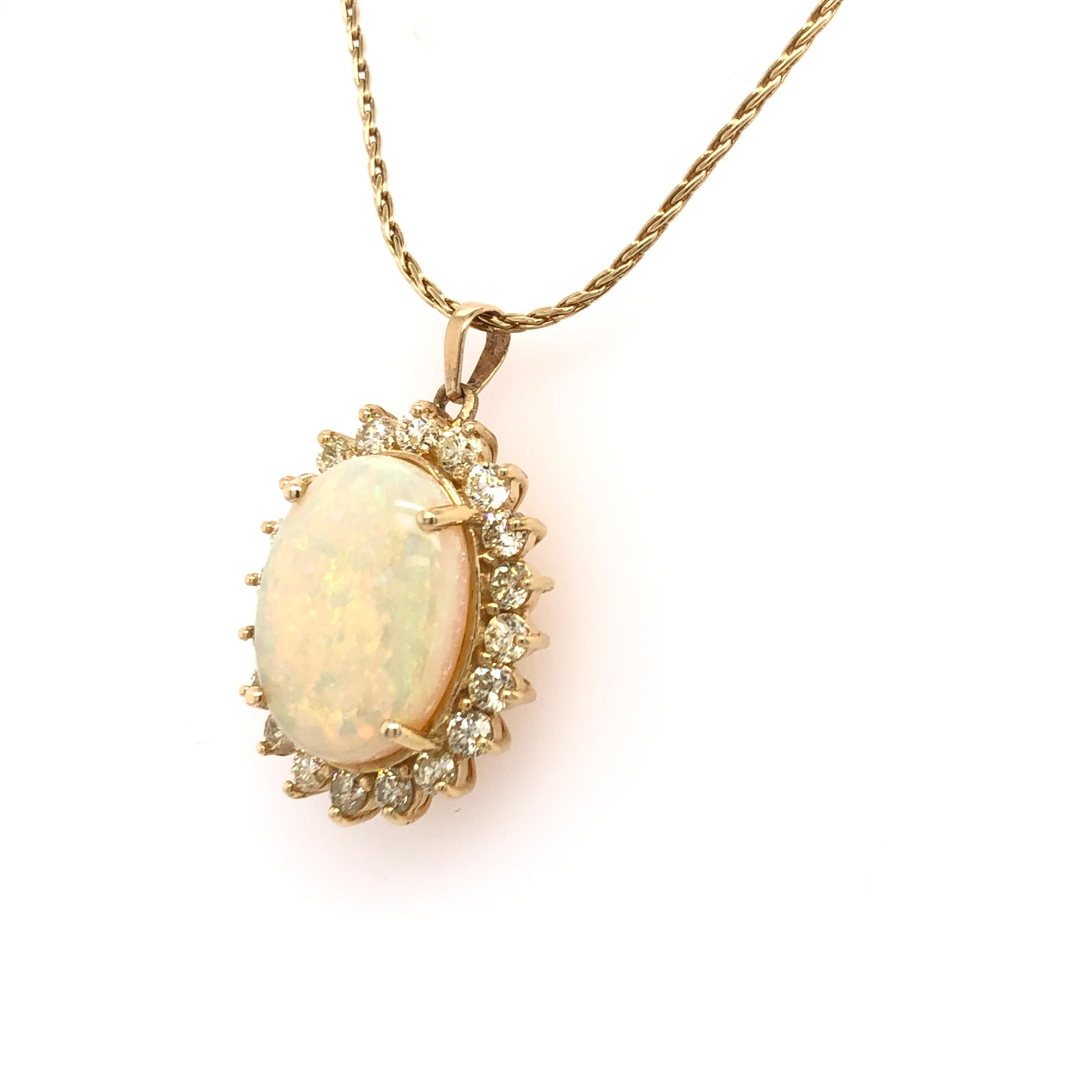 Victorian Yellow Gold, Opal, and Diamond Pendant