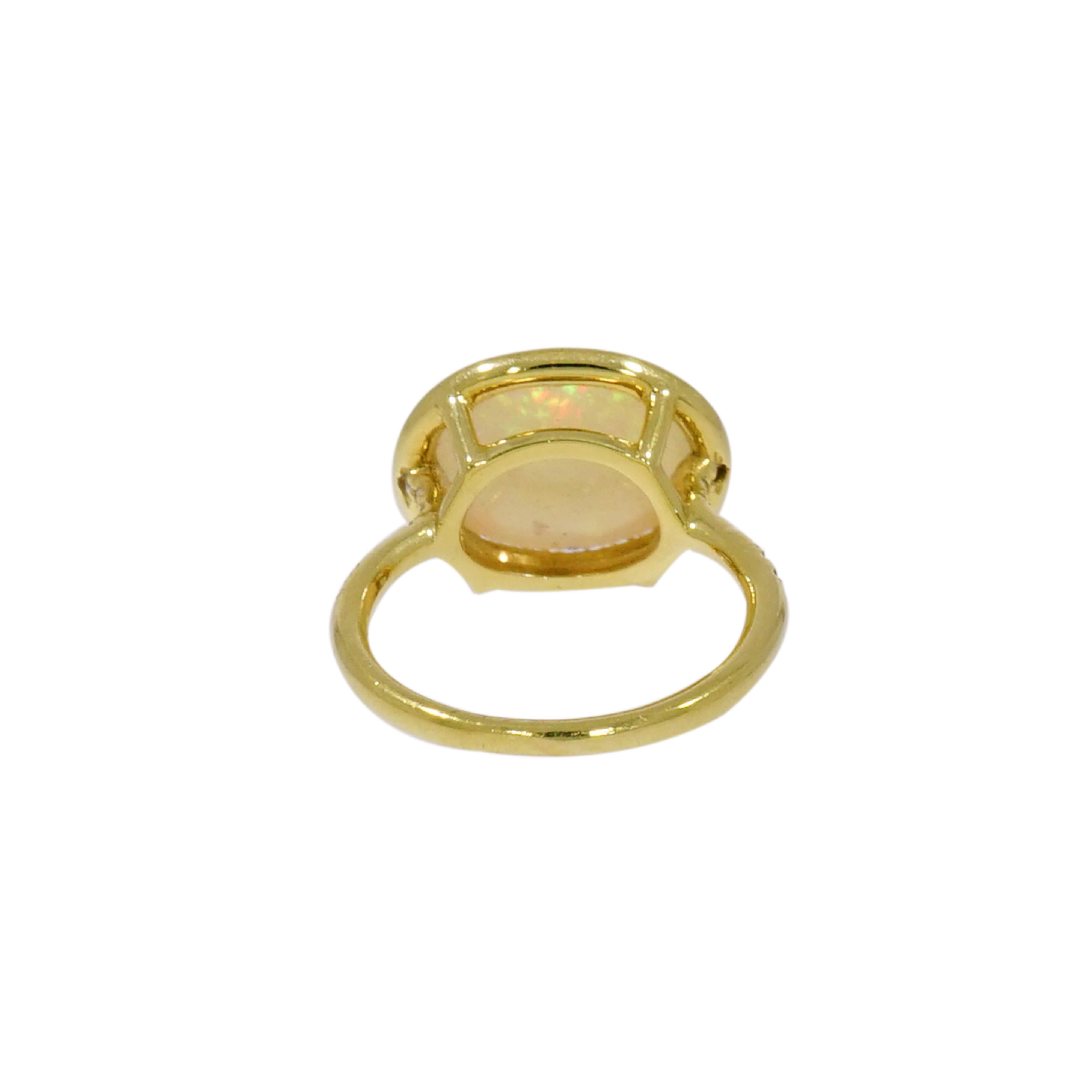 Artist Yellow Gold Opal and Diamond Ring