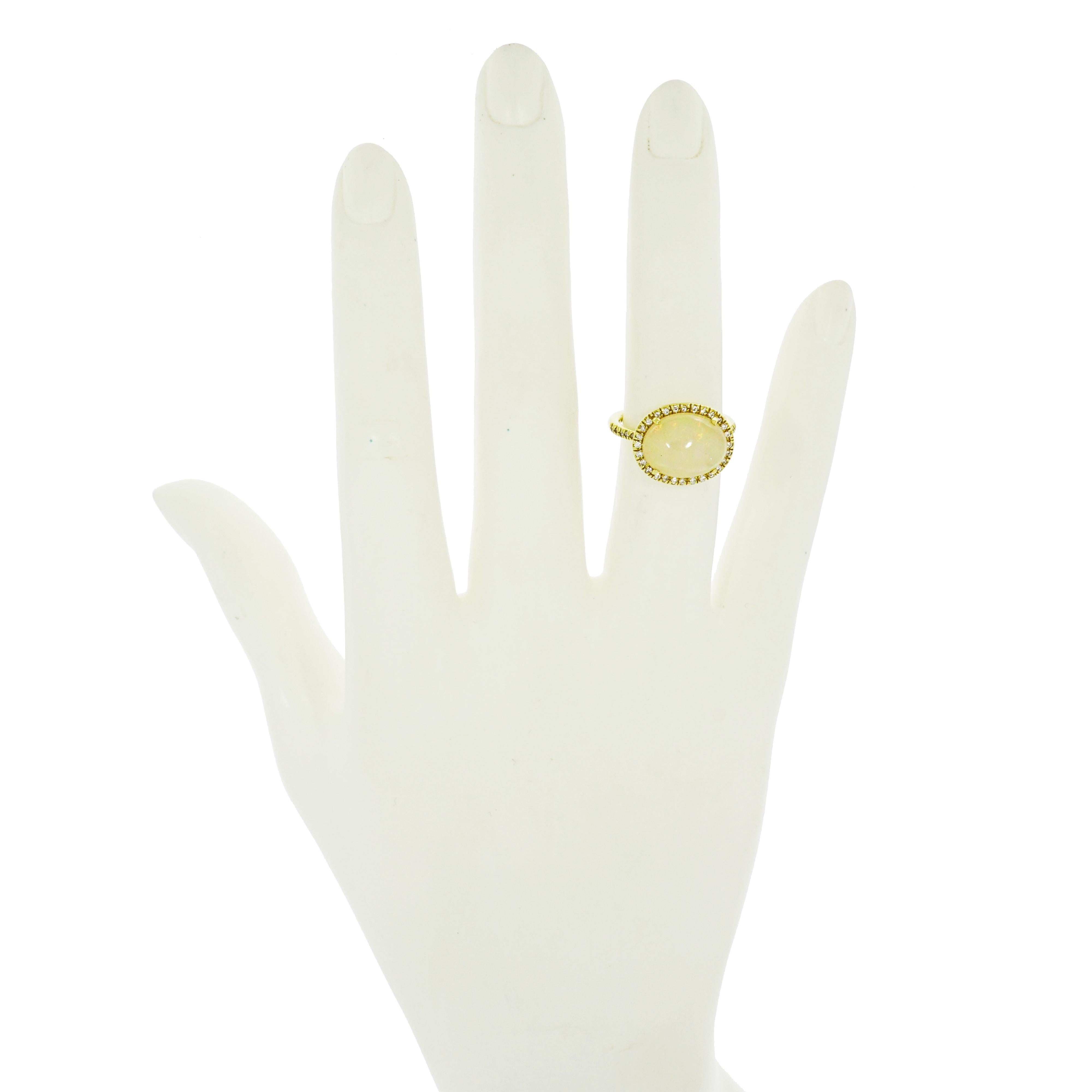 Women's Yellow Gold Opal and Diamond Ring