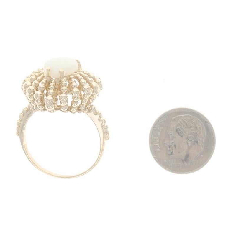 Yellow Gold Opal Cocktail Solitaire Ring - 14k Oval Cabochon 1.75ct For Sale 1