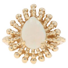 Gelbgold Opal Cocktail Solitär Ring - 14k Oval Cabochon 1,75 Karat