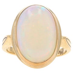 Gelbgold Opal Cocktail Solitär Ring - 14k Oval Cabochon 6,30ct