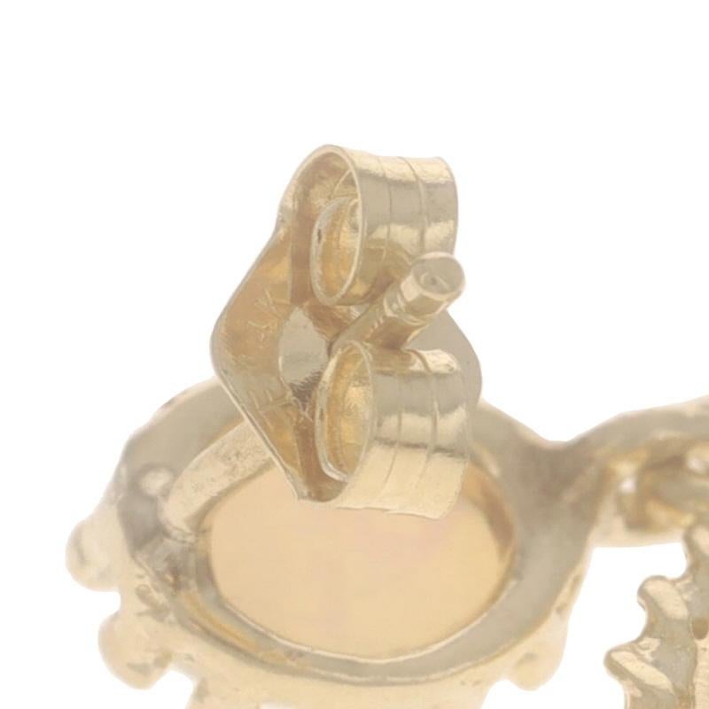 Boucles d'oreilles pendantes en or jaune 14k Cabochon poire et ovale 3.20ctw Pierced Pour femmes en vente