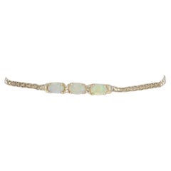 Gelbgold Opal Diamant Bar-Armband 7" - 14k Oval Cabochon .72ctw Drei-Stein-Armband