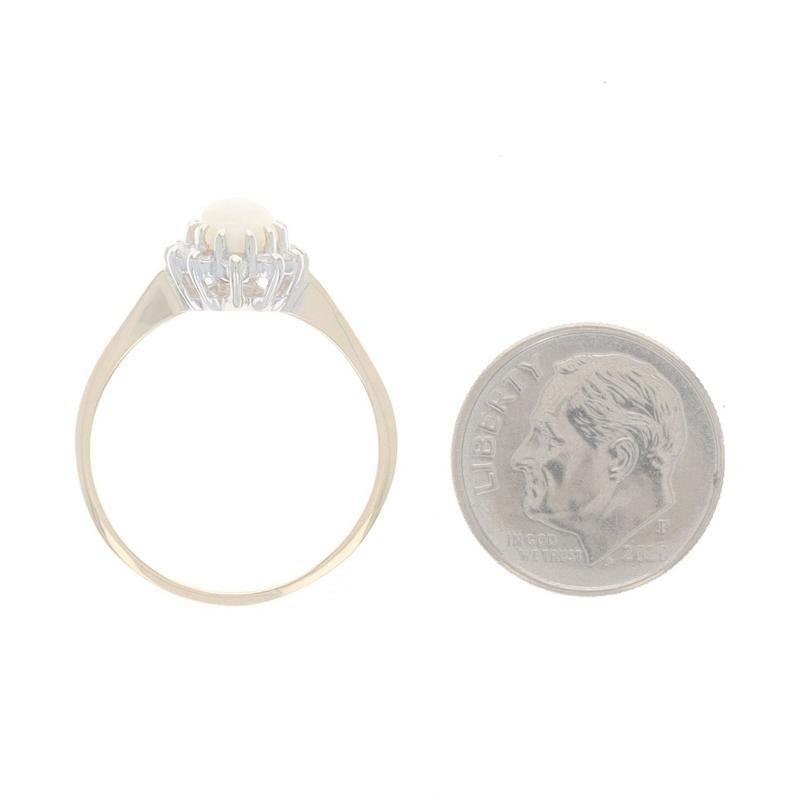 Yellow Gold Opal & Diamond Halo Ring - 14k Pear Cabochon .83ctw For Sale 1