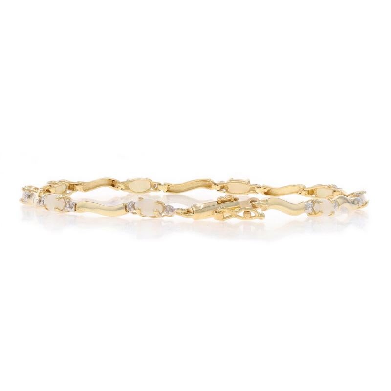 Yellow Gold Opal Diamond Link Bracelet 7