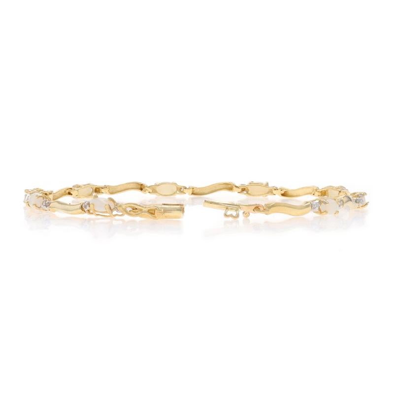 Yellow Gold Opal Diamond Link Bracelet 7