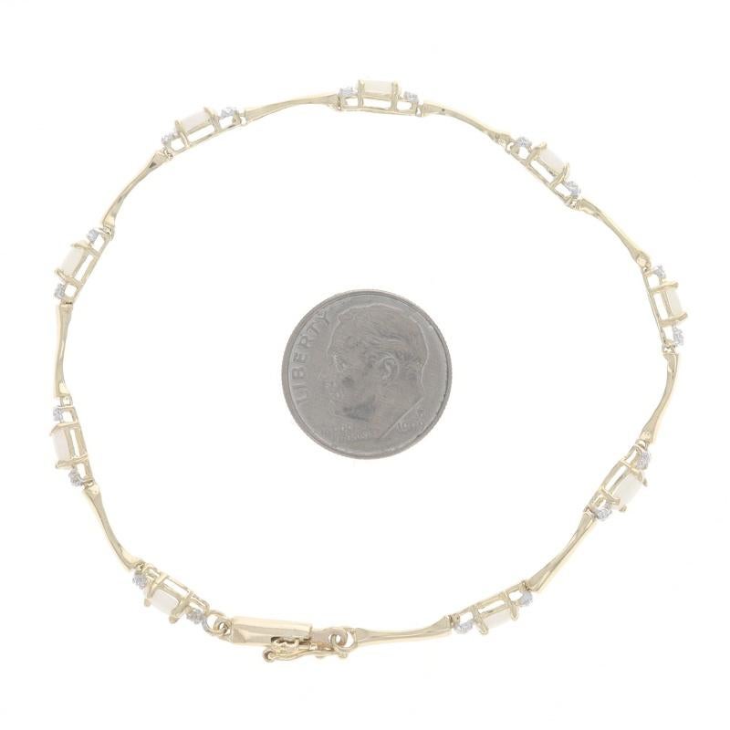 Yellow Gold Opal Diamond Link Bracelet 7