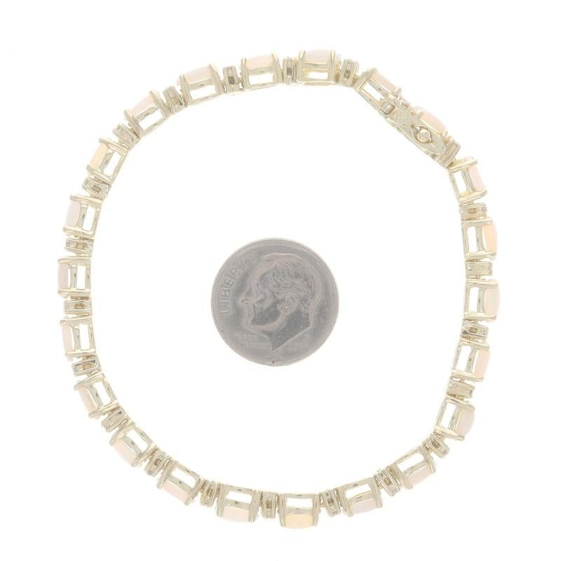 Oval Cut Yellow Gold Opal Diamond Link Bracelet 7