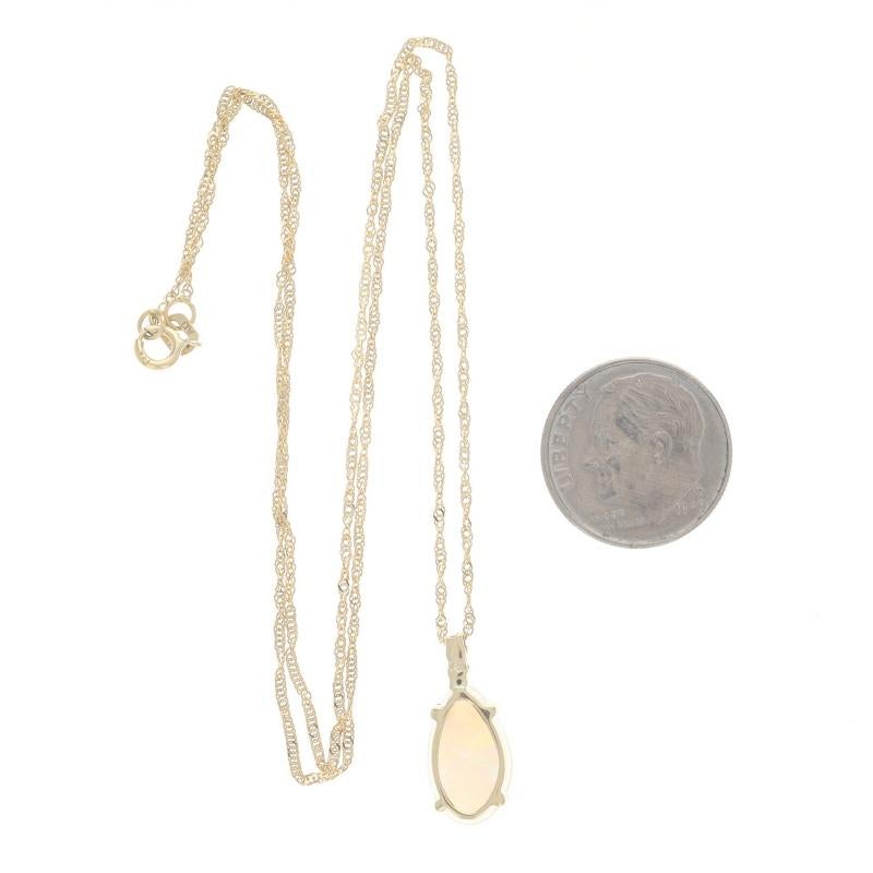 Yellow Gold Opal & Diamond Pendant Necklace 18