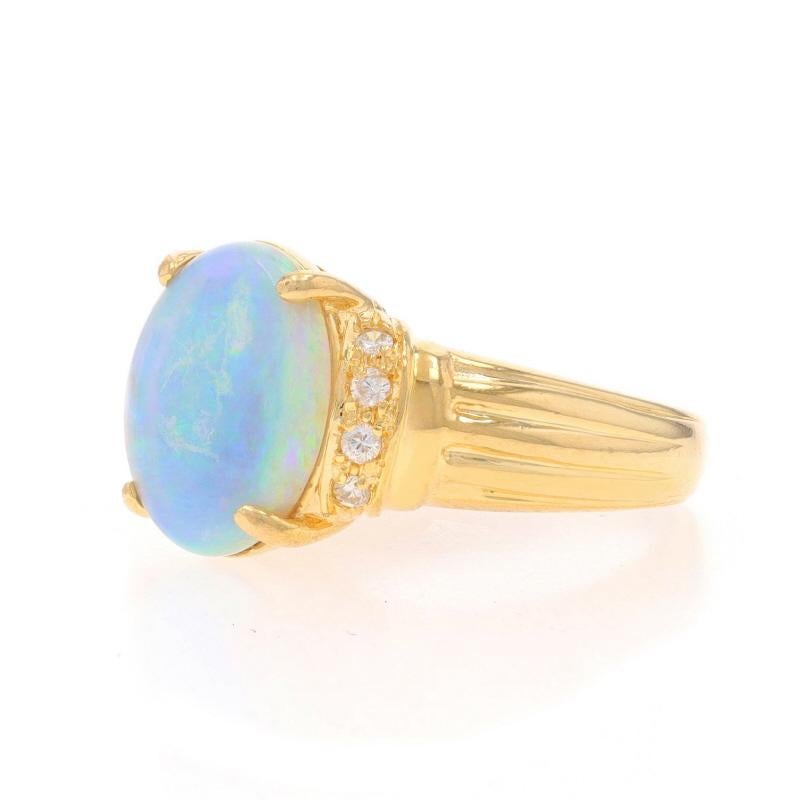 Yellow Gold Opal Diamond Ring - 18k Oval Cabochon 2.20ctw In Excellent Condition For Sale In Greensboro, NC