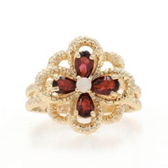 Anello cocktail con granato opale in oro giallo - 14k Cabochon rotondo 1.06ctw