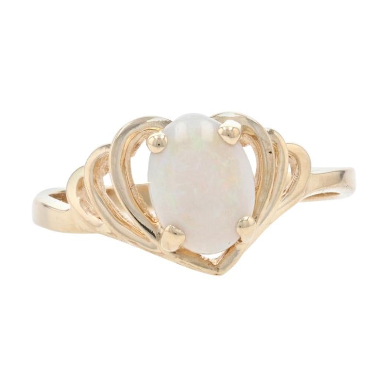10k Yellow Gold Opal and Diamond Ring Size 7