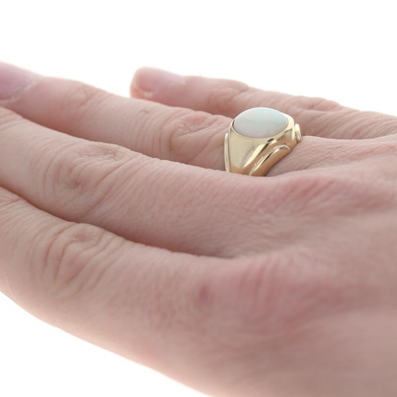 Women's Yellow Gold Opal Men's Ring - 10k Oval Cabochon 2.80ct Solitaire Size 10 1/4 For Sale