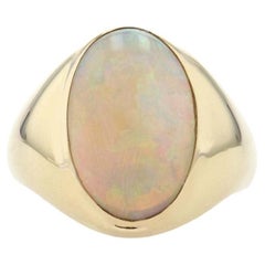 Bague homme en or jaune opale - 18k Oval Cabochon Cut 5.70ct Solitaire Taille 9 1/4