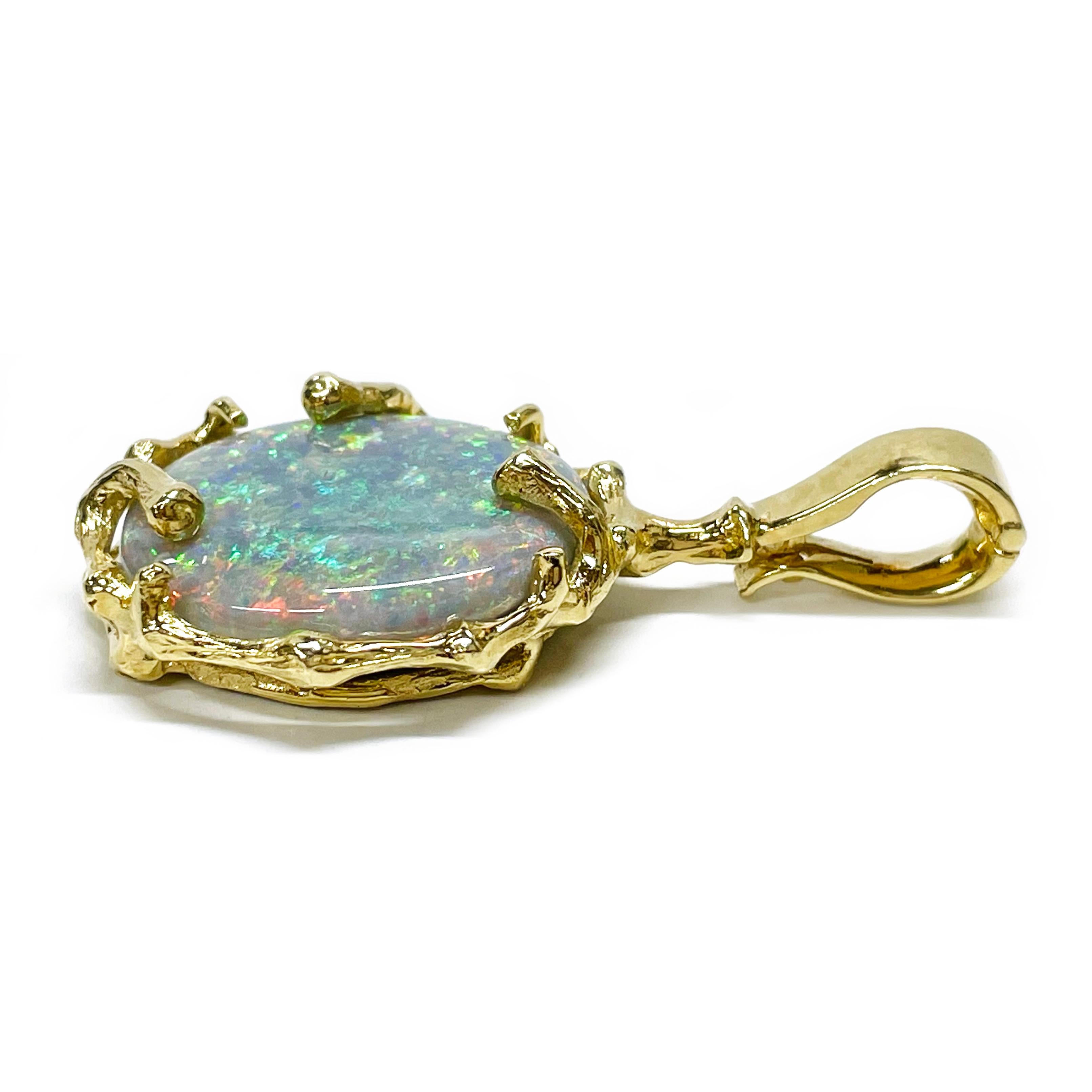 Retro Yellow Gold Opal Pendant
