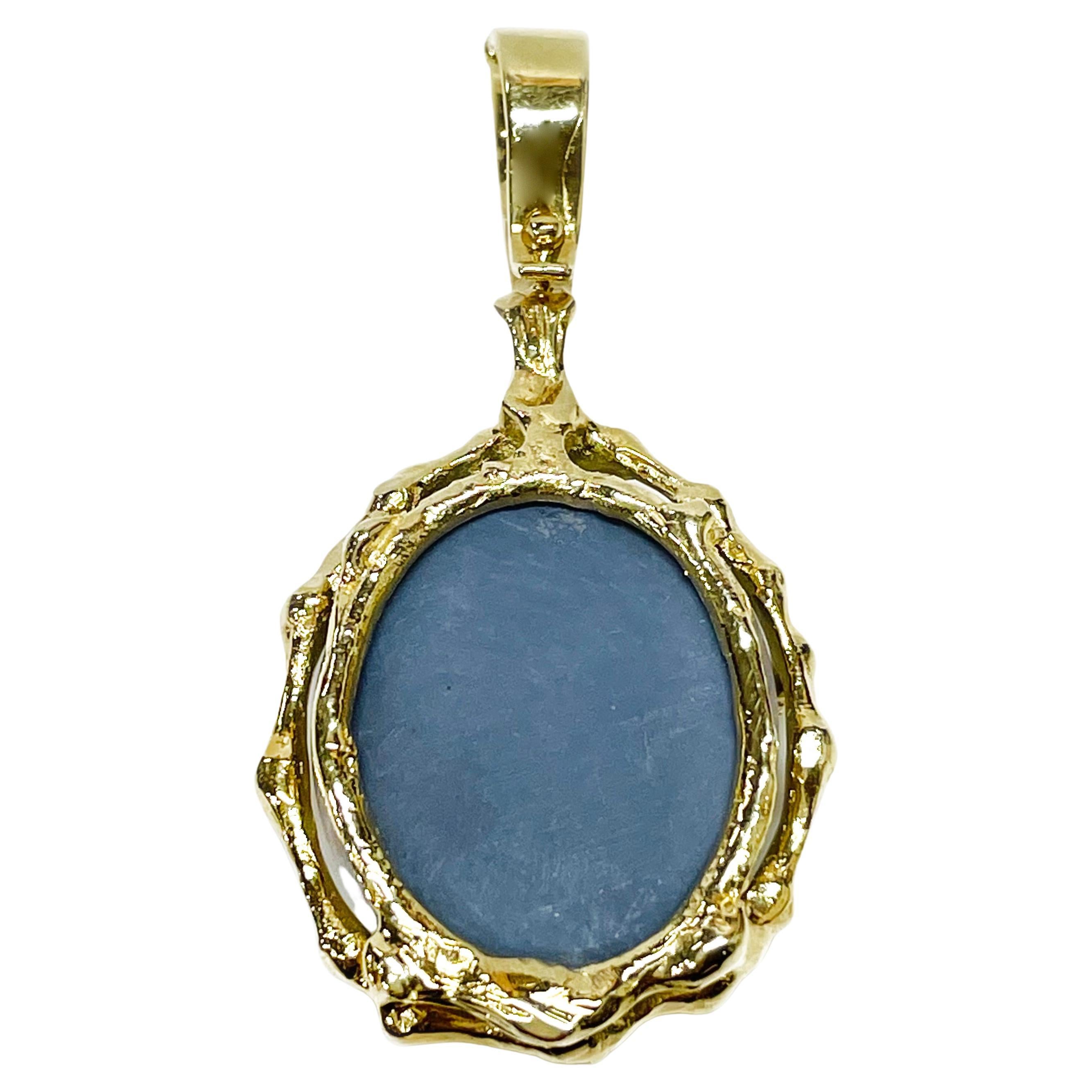 Women's or Men's Yellow Gold Opal Pendant